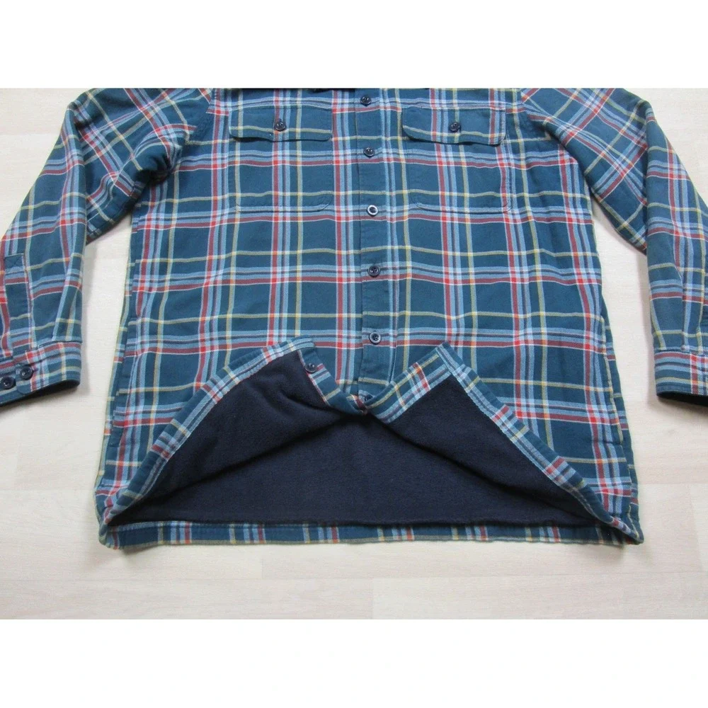 Vintage Y2K LL Bean Fleece Lined Flannel Full Zip Hoodie Mens (L) Plaid Workwear